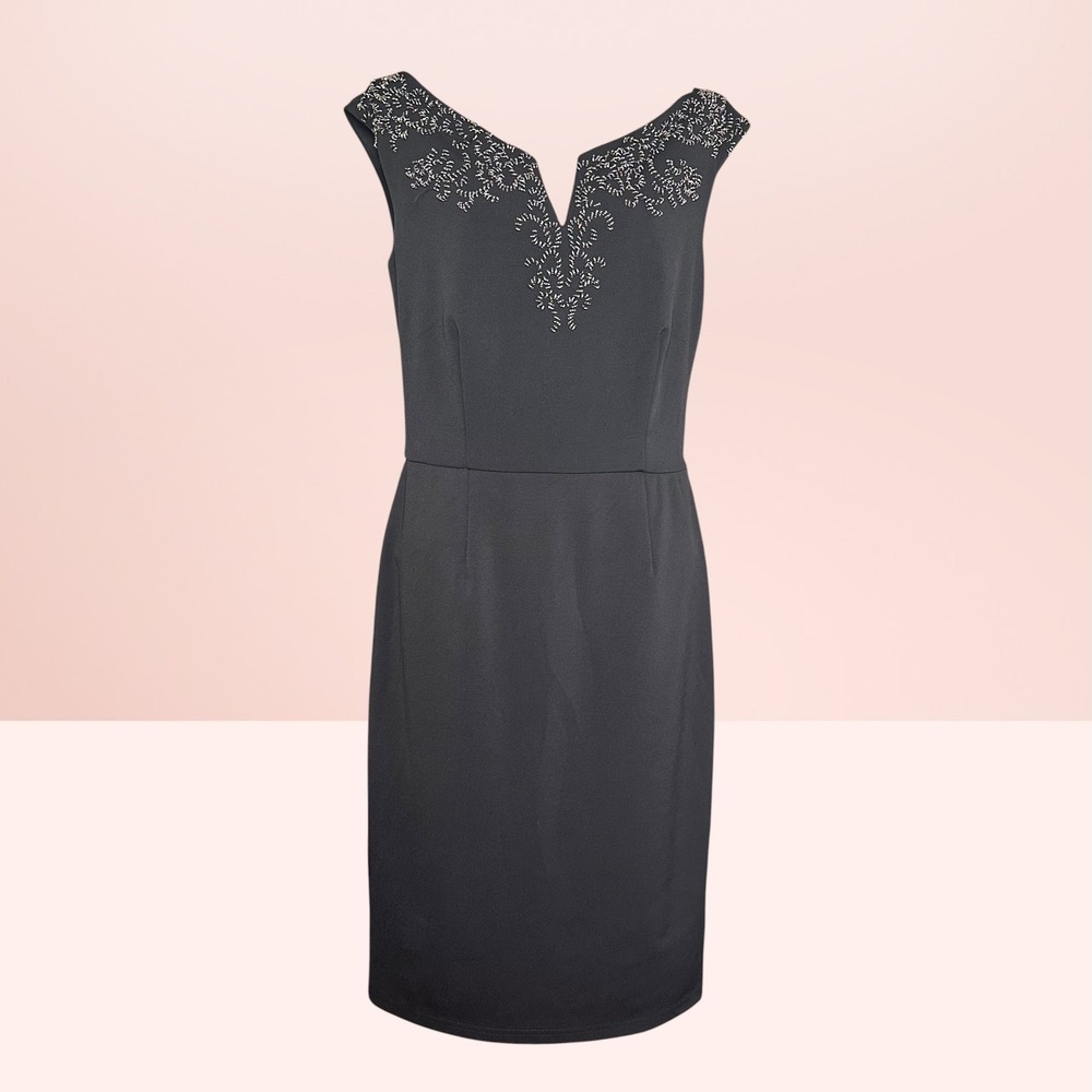 Little Mistress Black Bardot Embellished Dress Cocktail Party Size 6 US Black